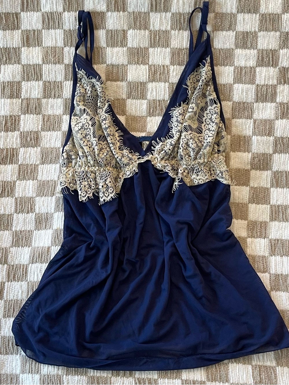 Navy Lace-Trim Camisole Top